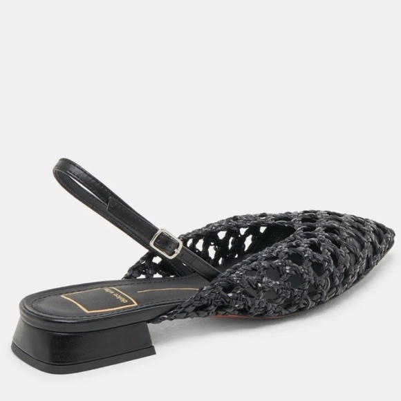 🔹️Dolce Vita🔹️ Made In Italy Black Woven CYNDI  Slingback Flats - Picture 2 of 8